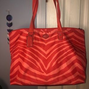 Coach Zebra Print Weekender Tote Bag